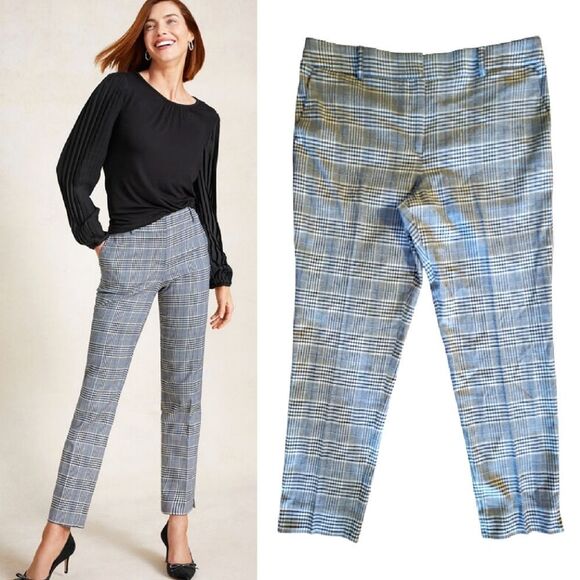 Talbots Pants - Talbots Grey Blue Plaid Hampshire Ankle Trouser Pants Plussize 14